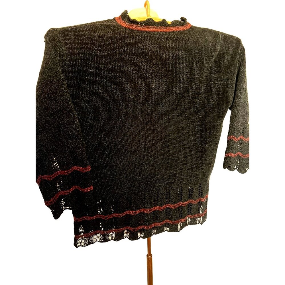 VNT Liz & Co Size XS Sweater Black Knit Y2K Cottage Core Goth